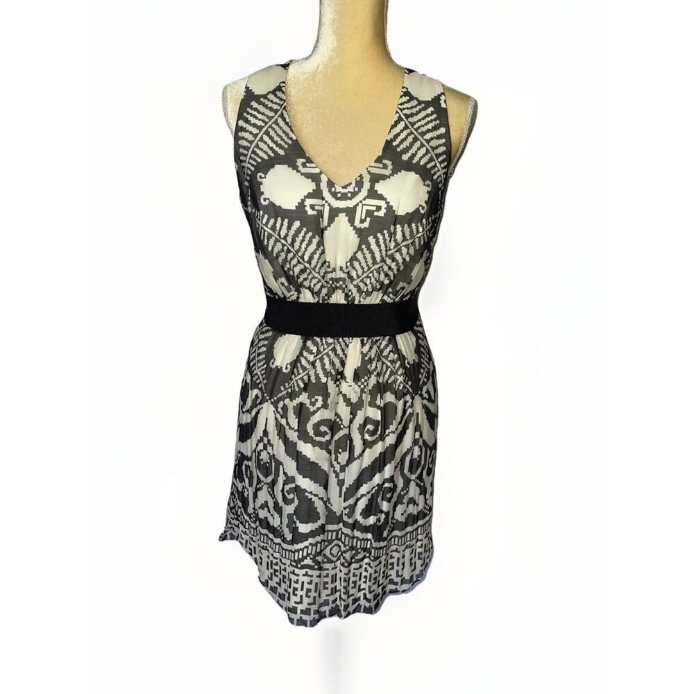 Milly New York Geometric Black And White Printed Silk Dress Size 4
